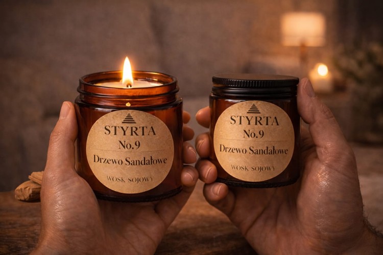 Świeca sojowa Styrta No.9 z bawełnianym knotem