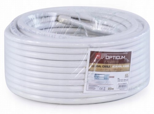 Kabel koncentryczny RG6 AX2S-48 20 m 90 dB TV SAT DVB-T biały