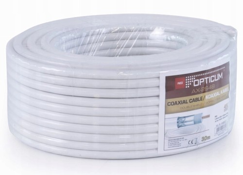 Kabel koncentryczny RG6 AX2S-48 30 m 90 dB TV SAT DVB-T biały