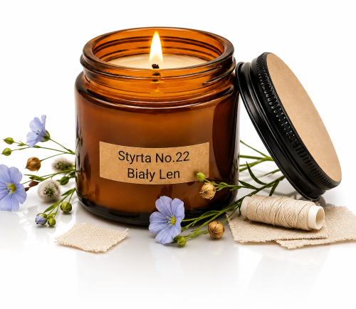 Świeca sojowa Biały Len w szklanym słoiczku 60 ml