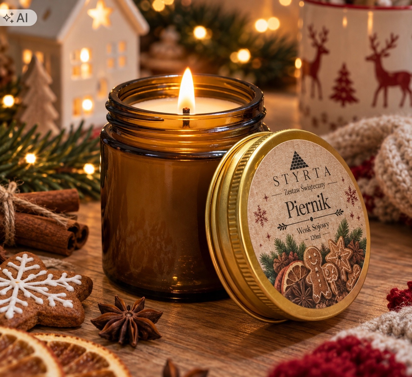 Świeca Piernik 120 ml z korzennym aromatem świątecznych wypieków