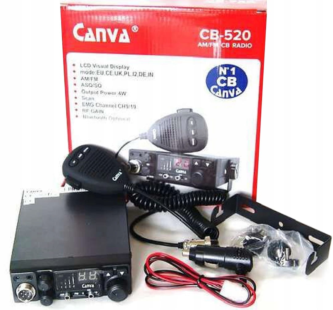 Radiotelefon Canva CB-520 z mikrofonem i funkcją RF Gain